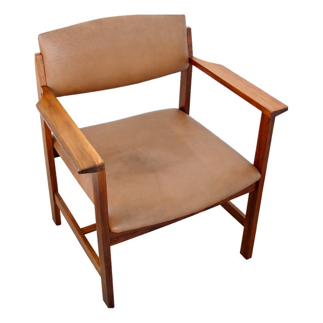 Vintage Scandinavian Armchair in Rosewood and Leather, 1960s For Sale