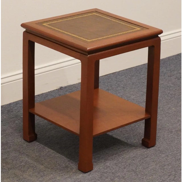 Traditional Berkey & Gay Solid Mahogany Traditional Style 15" Square Accent End Table W. Tooled Leather Top 6015 For Sale - Image 3 of 10