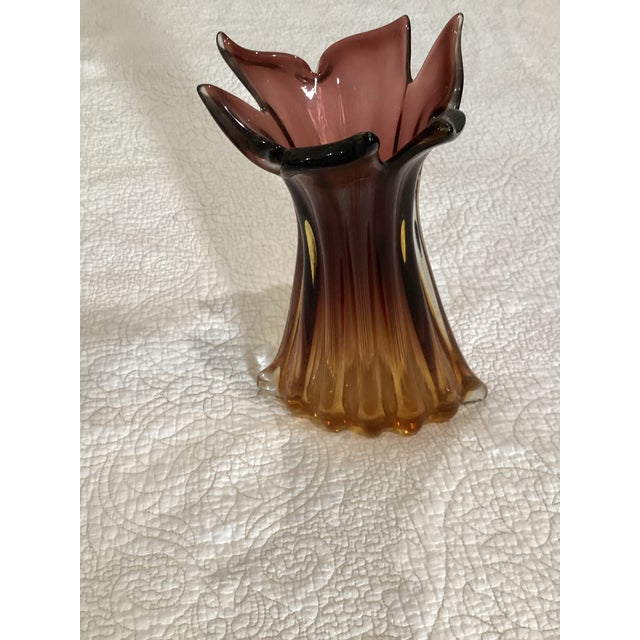 Murano Art Glass Vase by Archimedean Seguso “Amber to Purple” For Sale In Dallas - Image 6 of 8