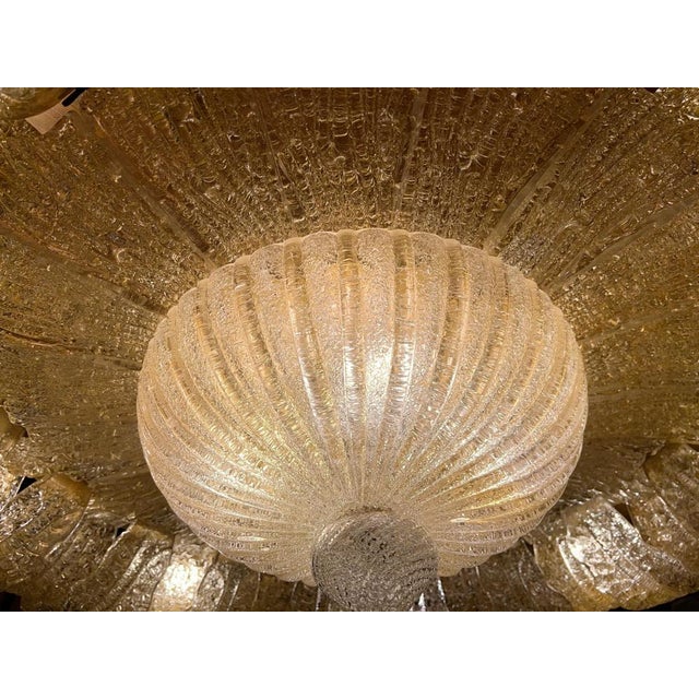 Gold Monumental Murano Glass Flush Mount from Barovier & Toso, 1980s For Sale - Image 8 of 18