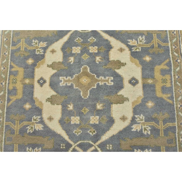2020s Oushak Rug 4’11” X 7’10” Blue Wool Tribal Hand-Knotted Oriental Carpet For Sale - Image 5 of 14