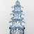 Pair of Vintage Dutch Style Blue and White Hand Painted Pagoda Metal Table Lamps With Cherub and Floral Motif For Sale - Image 10 of 13