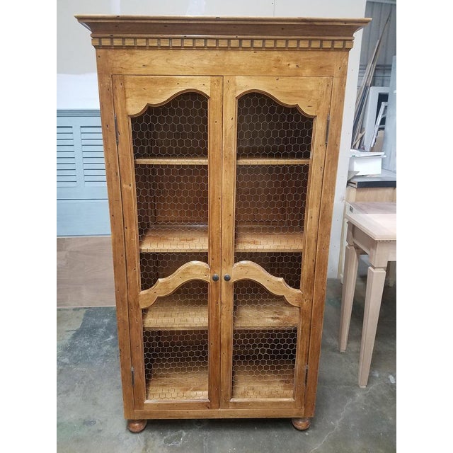 French Country Chicken Wire Cupboard Hutch China Cabinet Chairish