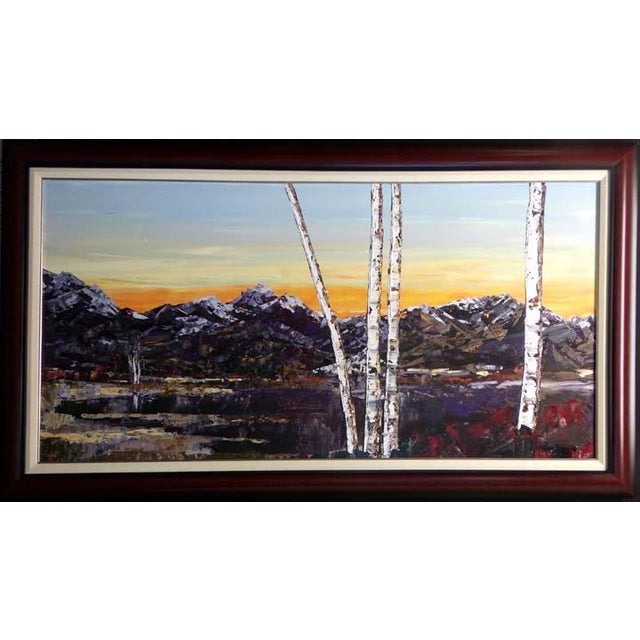 Impressionist Maya Eventov "Purple Range" Original Acrylic on Canvas, H.Signed Adl031011-01 For Sale - Image 3 of 5