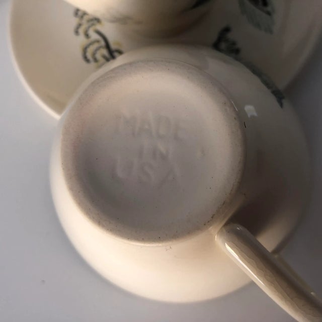 Midcentury Americana Decoration Teacups & Saucers 9 Pieces - Service for 4 For Sale In New York - Image 6 of 8