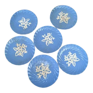 1930s Cameo Ware Blue Luncheon Plate Set by Harker Pottery- Set of 6