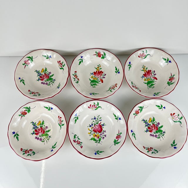 Streetlight Bowls with Tulip and Rose Pattern from KG Lunéville, 1980s, Set of 6 For Sale - Image 10 of 10