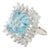 Mid-Century 14k White Gold, Aquamarine, & Marquise Diamond Halo Cocktail Ring For Sale