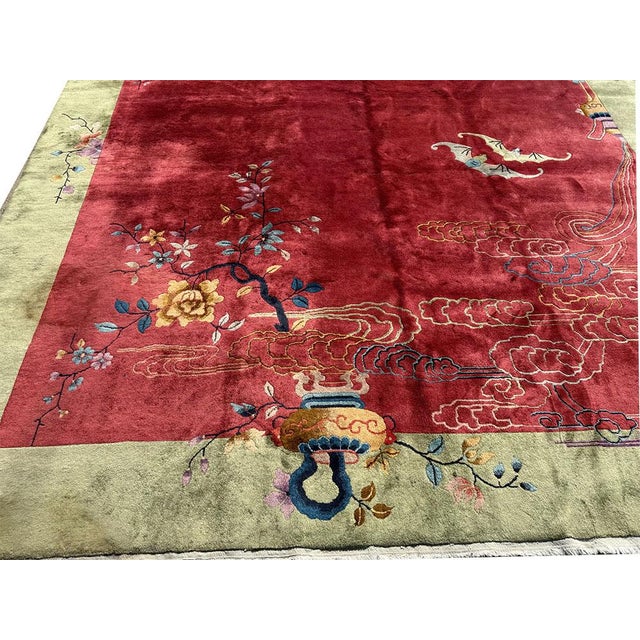 Red Sensational Antique 10'x 13' Art Deco Chinese Rug For Sale - Image 8 of 13