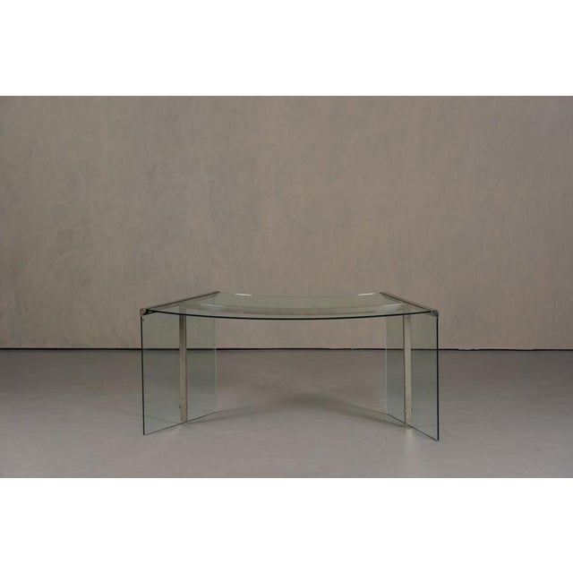 President Desk made of safety glass with a stainless steel frame. Originally designed by Gallotti & Radice in 1971, this...