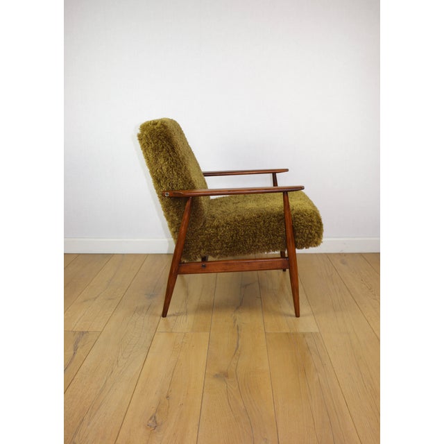 Vintage Lis Armchair with Olive Long Hair Rudy Boucle from Henryk Lis, 1970s For Sale - Image 10 of 13