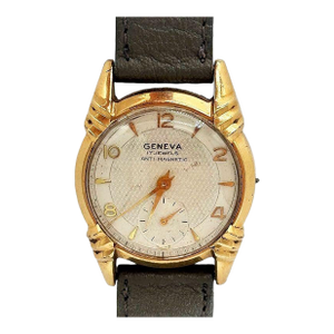 1970s 10k Geneva Sunburst Automatic Swiss Watch W/ Calfskin Band