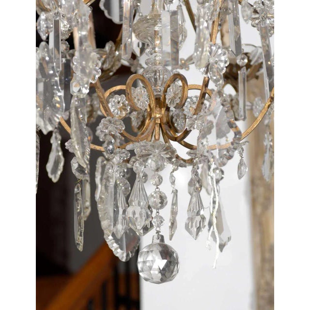 1890s Italian Rococo Style Six-Light Crystal Chandelier with Gilt Metal Armature For Sale - Image 9 of 11