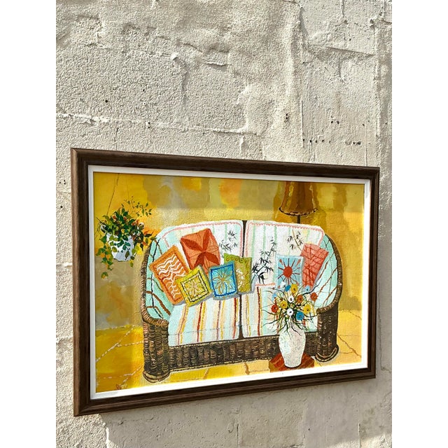 Vintage Boho Original Still Life Painting on Canvas For Sale In West Palm - Image 6 of 6