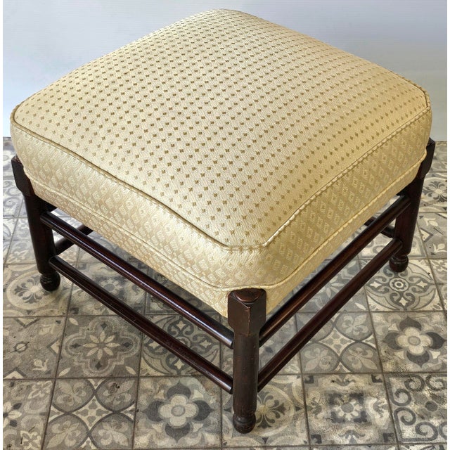 Yellow Mid 20th Century Stickley English Colonial Cherry Valley Collection Lounge Chair and Ottoman Set For Sale - Image 8 of 12