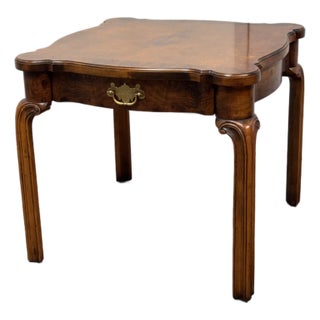 French Provincial Revival Style Side Table + Brass Pull Drawer by Hekman For Sale