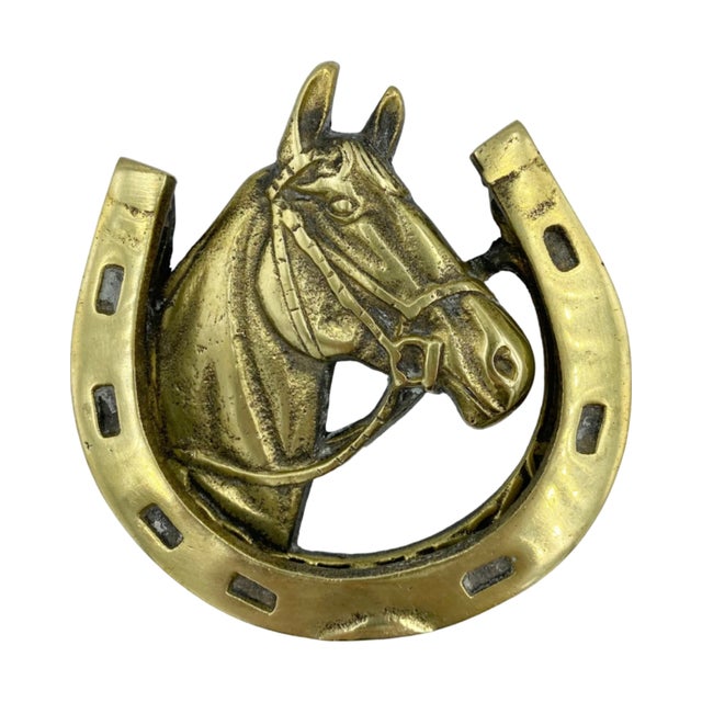 Mid-Century Modern Vintage Brass Horseshoe Door Knocker For Sale - Image 3 of 12