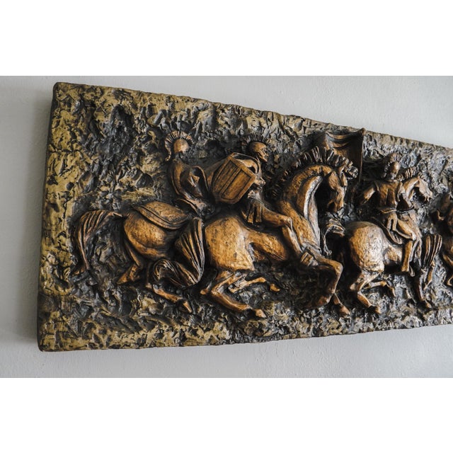 1960s Vanguard Studios 1967 Roman Soldiers Chariots Relief Brutalist Wall Sculpture For Sale - Image 5 of 16