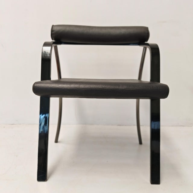 Modern Vintage Black Armchairs with Armrests, 1980s, Set of 4 For Sale - Image 3 of 18