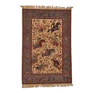 1960s Vintage Seirafian Isphahan Hunting Rug For Sale