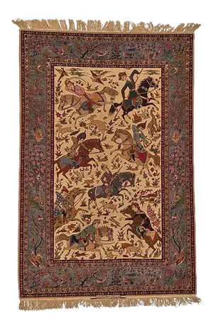 1960s Vintage Seirafian Isphahan Hunting Rug