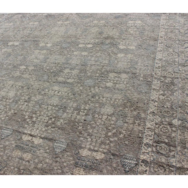 Fine Distressed Tabriz Design Rug in Gray by Keivan Woven Arts 9'11" X 13'9" For Sale - Image 4 of 12