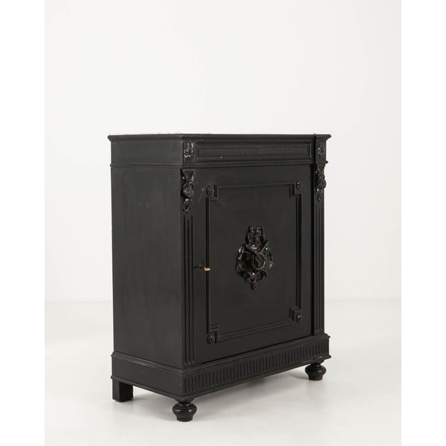 Black 19th Century French Wooden Buffet With Marble Top For Sale - Image 8 of 10