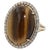 Golden Oval Tiger's Eye Cabochon Diamond Halo Cocktail 14 Karat Yellow Gold Ring, Size 7 For Sale - Image 4 of 15