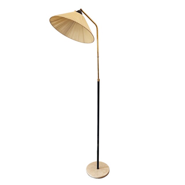 Metal Italian Brass Floor Lamp with Travertine Base, 1950s For Sale - Image 7 of 7
