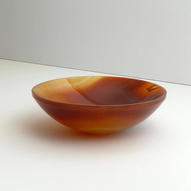Mid-Century Modern Hand-Carved Carnelian Crystal Bowl, Brazil, 1970s For Sale - Image 3 of 10