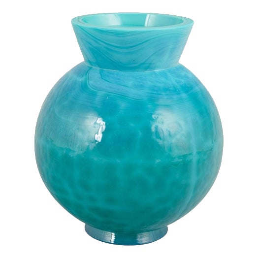 Malanit Series Vase in Turquoise Art Glass by Eva Englund for Pukeberg, 1980s For Sale