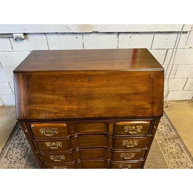 Vintage Harden Solid Cherry Block Front Drop Slant Front Secretary Desk For Sale In Washington DC - Image 6 of 11