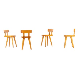 Vintage Méribel Chairs in Pine by Christian Durupt, France, 1960s, Set of 4 For Sale