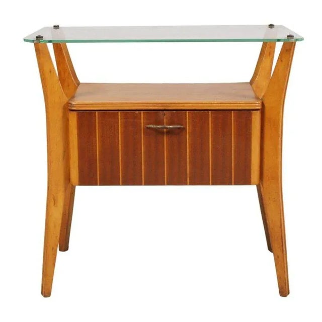 1940s Vintage Maple & Walnut Nightstand For Sale - Image 5 of 8