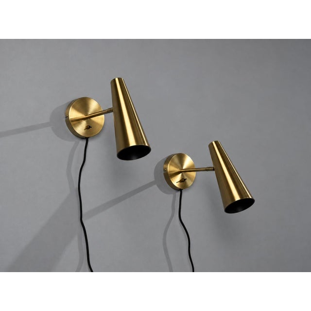 2020s Mid-Century Modern Markslöjd, Swedish Modern, Wall Lights, Brass - Pair For Sale - Image 5 of 10
