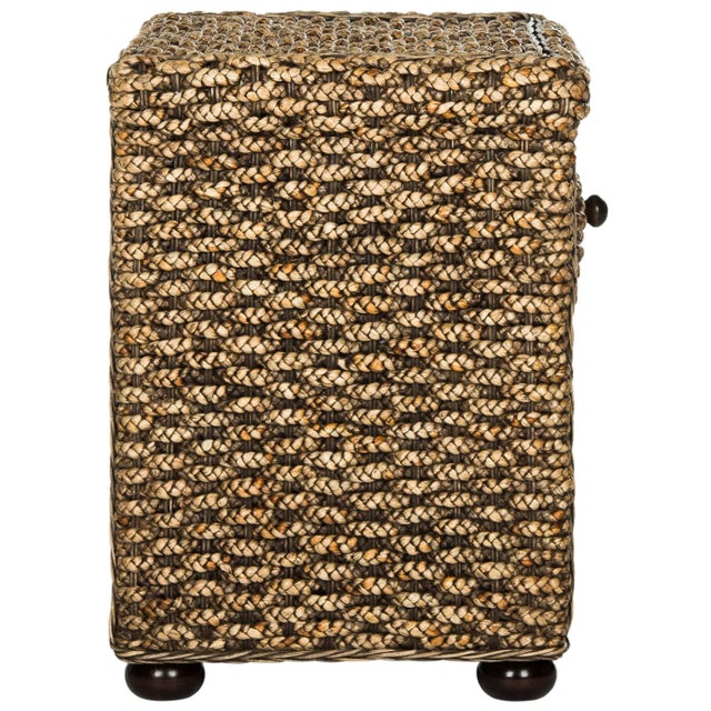 Braided Brown Wash Wicker Nightstand With Drawer And 8"H Storage in Brown Wash For Sale - Image 4 of 10