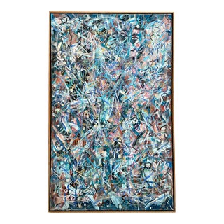 Very Large 1980s Modern Abstract Expressionist Painting, Framed For Sale