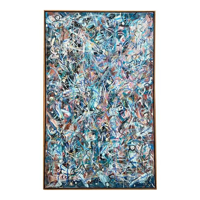 Very Large 1980s Modern Abstract Expressionist Painting, Framed For Sale