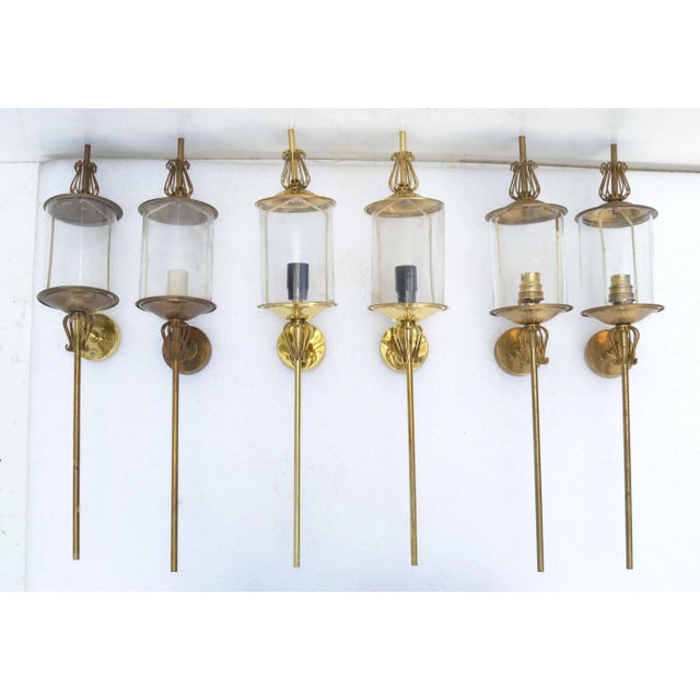 Mid-Century Modern Pair of Maison Lunel Brass & Glass Sconces, Wall Lamp French Mid-Century Modern For Sale - Image 3 of 13