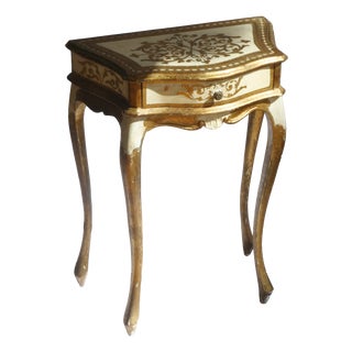 Vintage Florentine Gilded Wooden Console Table, 1950s For Sale