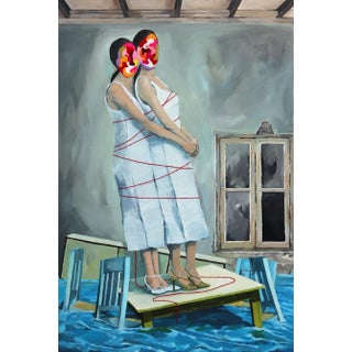 "Odd on the Table" Original Surrealist Mixed-Media Painting by Iqi Qoror For Sale