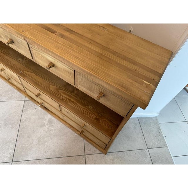 Antique Peasant 12-Drawer Sideboard in Softwood For Sale - Image 9 of 13