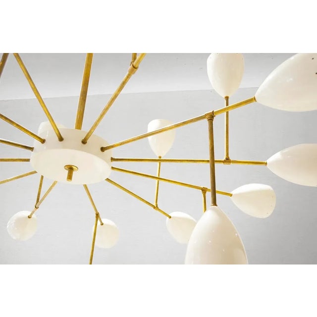 Mid-Century Ivory Brass Chandelier, 1960s For Sale - Image 10 of 11