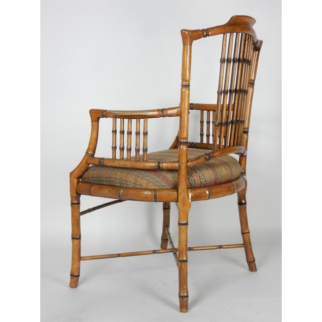 Hollywood Regency Wood Faux Bamboo Arm Chairs by Baker Chairish