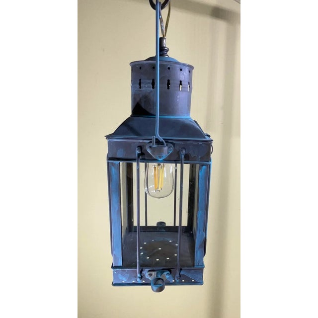 Funky Vintage 1939 Style British Solid Brass Cargo Ship Hanging Lantern For Sale - Image 13 of 18