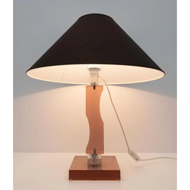 Mid-Century Italian Modern Acrylic Glass and Silver Table Lamp, 1970s For Sale - Image 6 of 9
