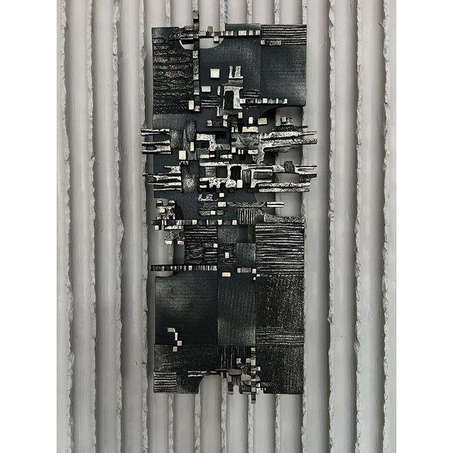 Metal Brutalist Steel Wall Sculpture, 1960s For Sale - Image 7 of 7