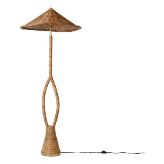 Oton Italian Inspired Rattan Floor Lamp For Sale