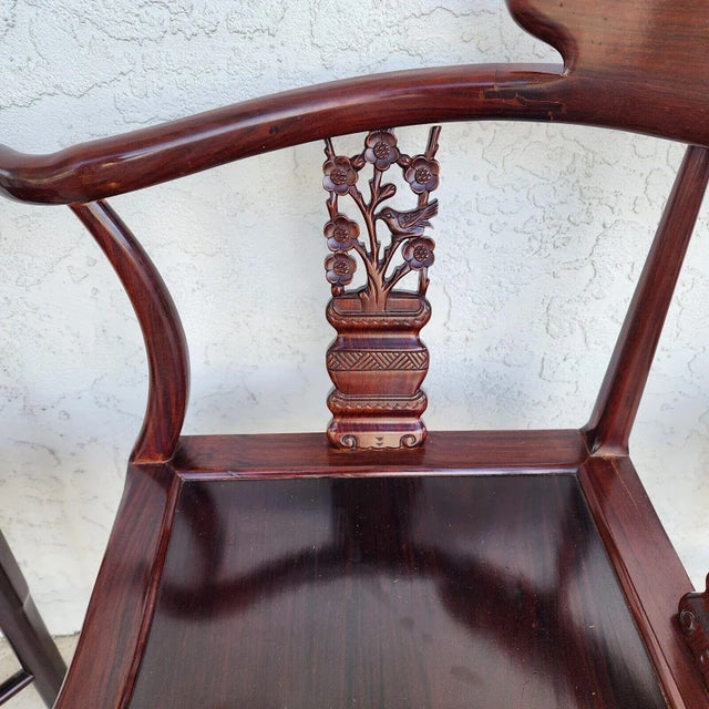Chinese Rosewood Corner Dining Chairs Vintage - Set of 4 For Sale In Miami - Image 6 of 12