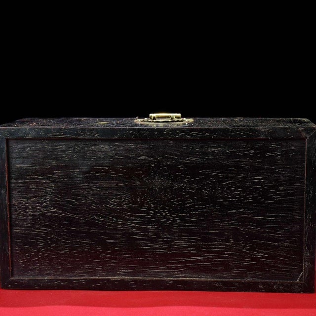 Wood Vintage Chinese Rosewood Jewelry Box With Mother of Pearl "Qilin" Inlay - 25cm For Sale - Image 7 of 9